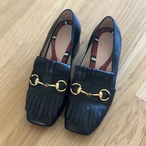 Gucci Horsebit Fringed Black Leather Pumps
